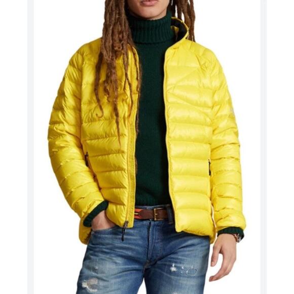 RLX POLO RALPH LAUREN Packable Water Repellent Quilted Down Jacket L Yellow NWT - Picture 1 of 7